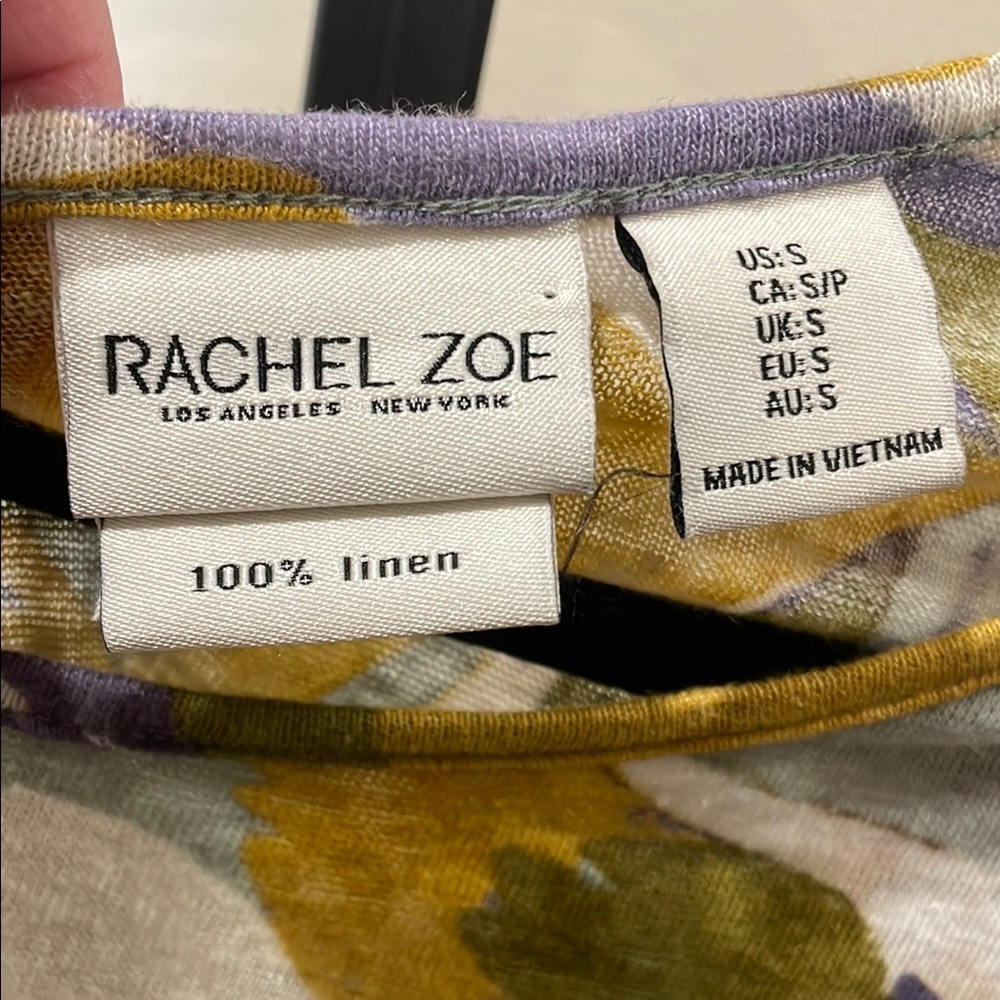 Rachel Zoe Multicolor Leaf Pattern Short Sleeve Top - Picture 2 of 5